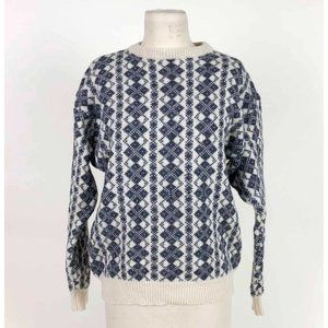 Hunter Wool Knit Sweater Pullover Jumper Nordic Fair Isle Vintage Size Medium